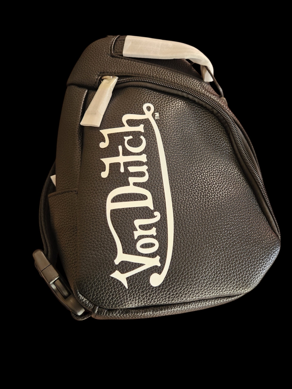 Von Dutch Black Leather Sling Bag for Men